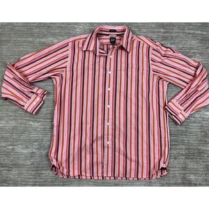 GAP Shirt Mens Large 16-16.5 Pink Red Plaid Classic Fit‎ Button-Down Casual
